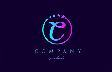 C alphabet letter logo for corporate and company. Design with circle and star in simple black and white colors. Can be used for a luxury brand