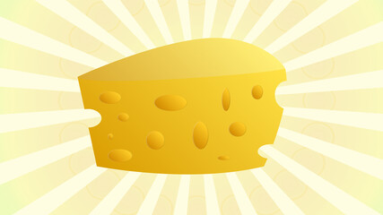 Cheese Maasdam sign. Vector. Black icon in bubble on blue pop-art background with rays