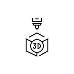3d printing cube icon. Geometric figure vector illustration.