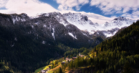 Fototapeta premium Alps, Dolomites, Italy, view of a small village near Capriolli 