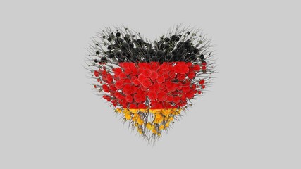 Germany National Day. German Unity Day. October 3. Heart shape made out of flowers on white background. 3D rendering.