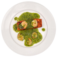 salmón, pescado, saludable, camarones, papas  