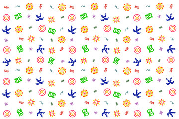 Vector background - multicolored African symbols on isolated background