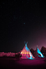 Teepee Under Night Sky Full of Stars in Marfa.