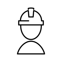 Worker engineer flat icon. Pictogram for web. Line stroke. Isolated on white background. Vector eps10