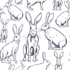 Obraz premium Vector pattern with hares .