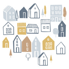 Naklejka premium Cute houses. Vector illustration.