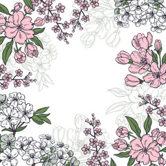 Vector background with spring flowers.