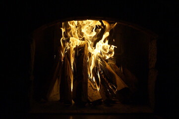 fire in the fireplace