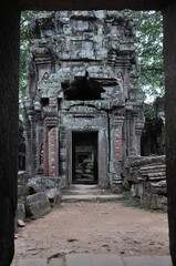 Hallways, doorways and columns of Angkor Wat temple complex