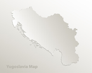 Yugoslavia map card paper 3D natural vector