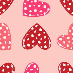 Trendy seamless pattern of hearts for festive romantic wrapping paper, fabric, textile, bed linen, covers. Valentine's day template. Vector illustration.