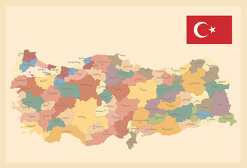 Turkey Map Old Colors