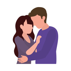 young couple in love icon, flat style