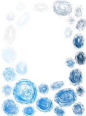 Background of spots of different sizes, made with a dry brush in a cool blue color scheme.  ditsy spiral rotation circle joy ram