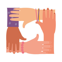 girl power design with women unity hands, flat style