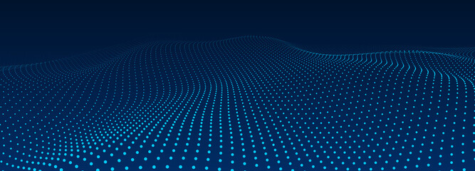Abstract blue background of points. Cyber particles. Big data stream. Vector illustration - obrazy, fototapety, plakaty