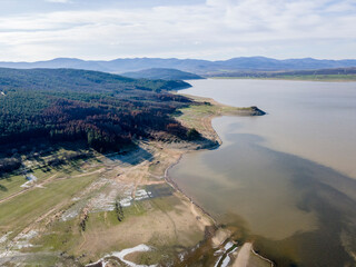 Aerial view of  Zhrebchevo Reservoir, Bulgaria