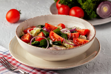 Fresh vegetables and herbs salad. Healthy diet