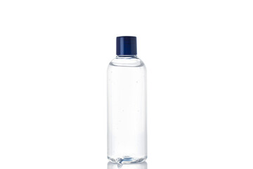 Bottle of instant antiseptic hand sanitizer transparent gel isolated on white background