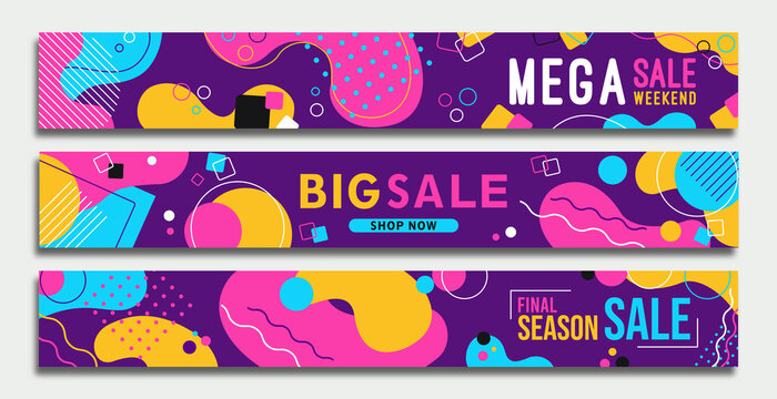 Big Sale Template Geometric Shape Web Banner Set