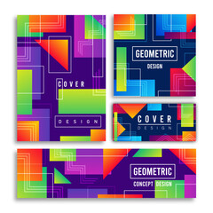 Abstract geometric shape colorful cover card set