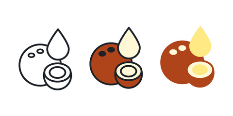 Coconut milk icon. Linear color icon, contour, shape, outline. Thin line. Modern minimalistic design. Vector set. Illustrations of fruits