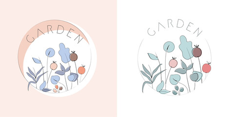 Fototapeta na wymiar Illustrative Floral Logo Template with Soft Colours