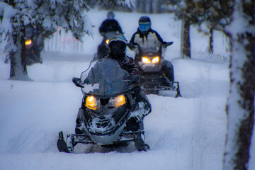 Snowmobile in the Canadian winter