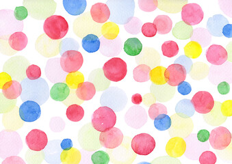 水玉　背景　カラフル　ビビッド　水彩