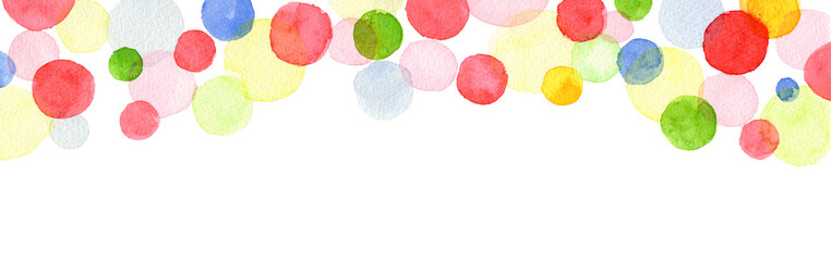 水玉　背景　カラフル　ビビッド　水彩　横長