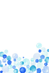 水玉　背景　水のイメージ　青　水彩　縦フレーム