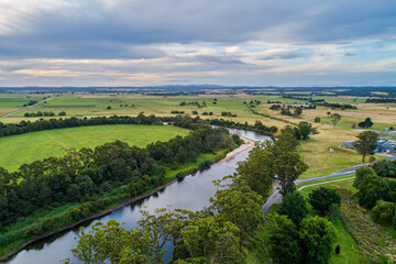 Fototapeta na wymiar Scenic countryside and river bend - aerial view