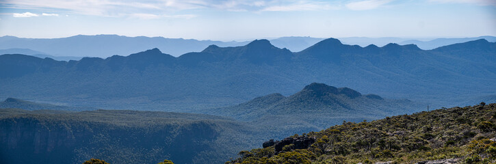 Mountain ridges in layers. Grampians National Park, Victoria, Australia