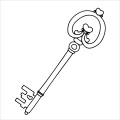 vintage beautiful key with monograms and patterns vector illustration isolated on white background