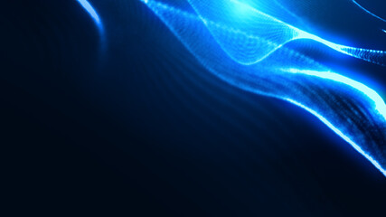 Dot blue wave light screen gradient texture background. Abstract ai technology big data digital background. 3d rendering.