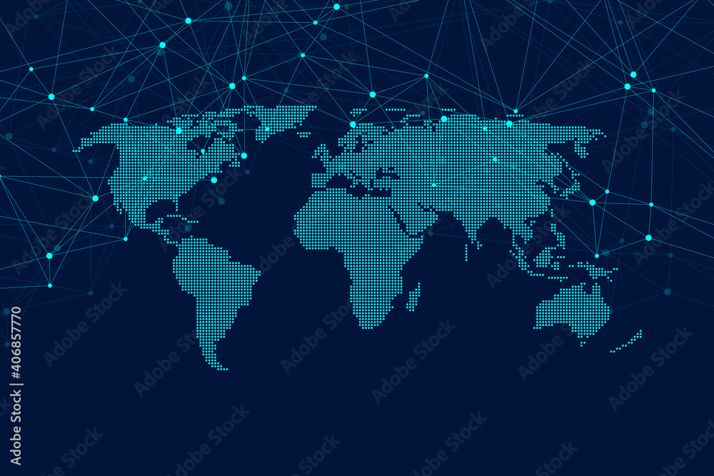 Aufkleber Geometric connected background lines and dots. Simple technology abstract graphic background design, illustration.