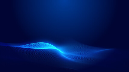 Dot blue wave light screen gradient texture background. Abstract  technology big data digital background. 3d rendering.