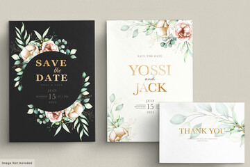Fototapeta na wymiar minimalist eucalyptus wedding card set 