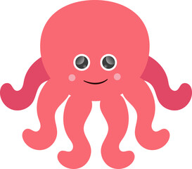 cute character octopus illustration for children's magazine sea inhabitants