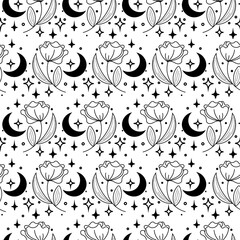 A seamless pattern with floral elements for apparel, stationery, textiles, fabric, wrapping paper. A flat  illustration. 