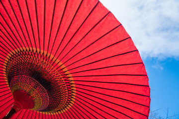 赤い野点傘　
