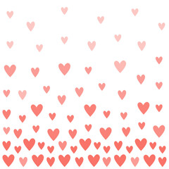 Vector seamless pattern. Valentine pattern. Red and pink hearts on white. Doodle handmade hearts.