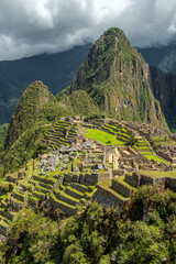 Vertical Machu Picchu Inca Ruin, Cusco, Peru.
