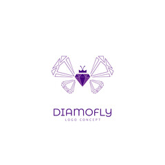 Diamond Fly Logo Design Template Flat Style Vector