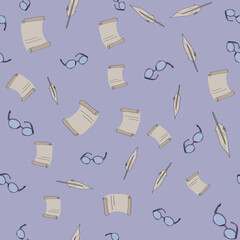 pattern with scroll and glasses