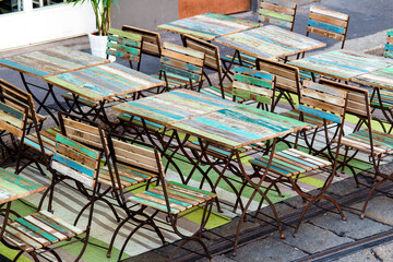 empty wooden table coloured