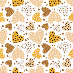 Trendy seamless pattern of hearts for festive romantic wrapping paper, fabric, textile, bed linen, covers. Valentine's day template. 