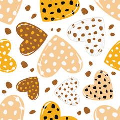 Trendy seamless pattern of hearts for festive romantic wrapping paper, fabric, textile, bed linen, covers. Valentine's day template. Vector illustration.