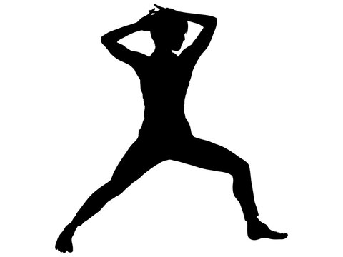 recommend clip art: 両手を頭の後ろにしてストレッチする女性シルエット